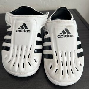 adidas Kids White and Black Slip-On Sandal Clogs